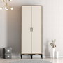 Hanah Home Armario Kumsal SS - Nogal, Crema - 80cm Ancho x 201.4cm Alto x 47.5cm Profundidad
