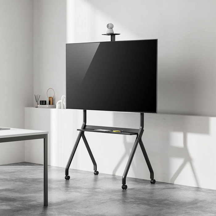 AISENS Soporte de Suelo Pro con Ruedas para TV de 55-100 Pulgadas, Negro