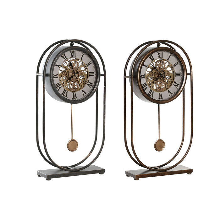 DKD Home Decor Reloj de Sobremesa Vintage Hierro y Cristal Dorado y Negro