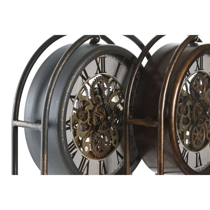 DKD Home Decor Reloj de Sobremesa Vintage Hierro y Cristal Dorado y Negro