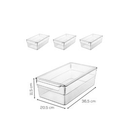 Hermia F-227 Organizadores para Frigorífico, Plástico Transparente, 20.5 x 36.5 x 7.5 cm, Set de 3 Piezas