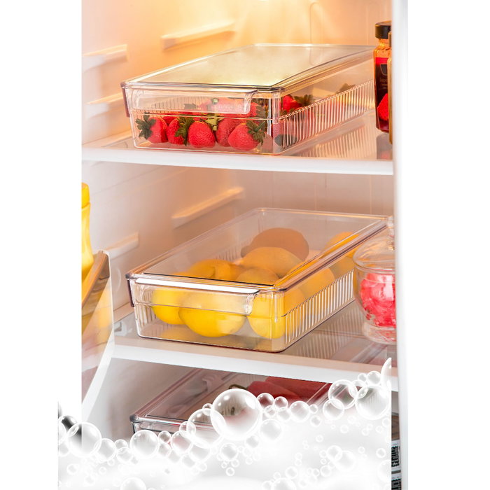 Hermia F-227 Organizadores para Frigorífico, Plástico Transparente, 20.5 x 36.5 x 7.5 cm, Set de 3 Piezas