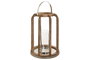 DKD Home Decor Portavela Moderno con Mango de Madera y Cristal, Color Marrón y Plateado, Dimensiones 30 x 30 x 42 cm - Decoración del Hogar
