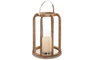 DKD Home Decor Portavela Moderno con Mango de Madera y Cristal, Color Marrón y Plateado, Dimensiones 30 x 30 x 42 cm - Decoración del Hogar