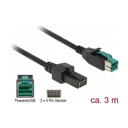 DeLOCK Cable PoweredUSB 12 V a 2 x 4 Pin, 3 m