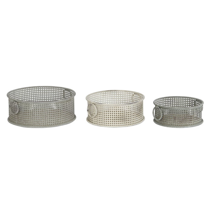 DKD Home Decor Set de 3 Cestas de Metal Envejecido Multicolor 43x42x17 cm