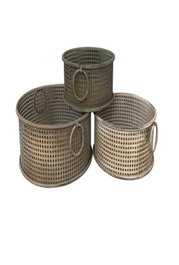 DKD Home Decor Set de 3 Cestas de Metal Envejecido Multicolor 43x42x17 cm