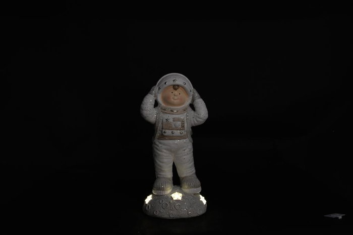 DKD Home Decor Figura de Astronauta con LED en Fibra de Vidrio