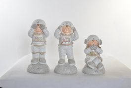 DKD Home Decor Figura de Astronauta con LED en Fibra de Vidrio