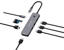 Verbatim CMH-08 Hub Multipuerto USB-C Pro con 8 Puertos, 2 HDMI 4K/8K, 3 USB-A 3.2, Lector de Tarjetas SD/microSD y Carga PD