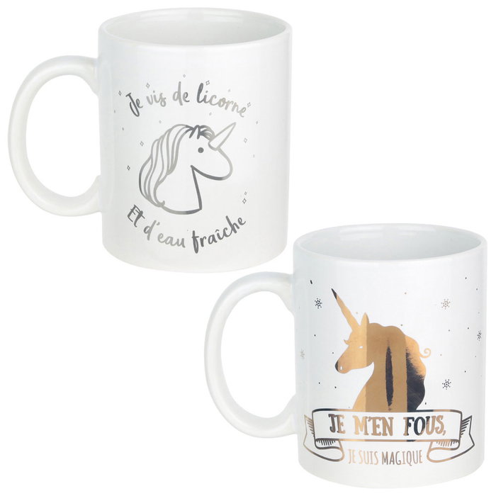 Home Deco Factory Taza de Cerámica Unicornio 350 ml LICORNE