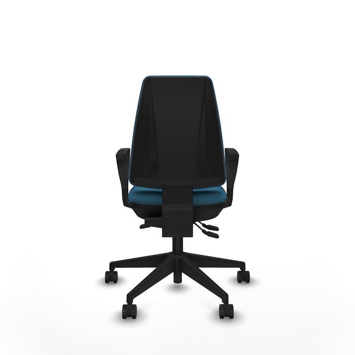 Silla de oficina Elche con mecanismo Asincro tapizada con Tela color Verde petróleo. Equipada con Base piramidal negra, Brazos fijos y Ruedas 65mm nailon Silla de oficina Elche con mecanismo Asincro tapizada con Tela color Verde petróleo. Equipada con Base piramidal negra, Brazos fijos y Ruedas 65mm nailon