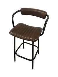 DKD Home Decor Taburete Plegable de Piel y Hierro Marrón