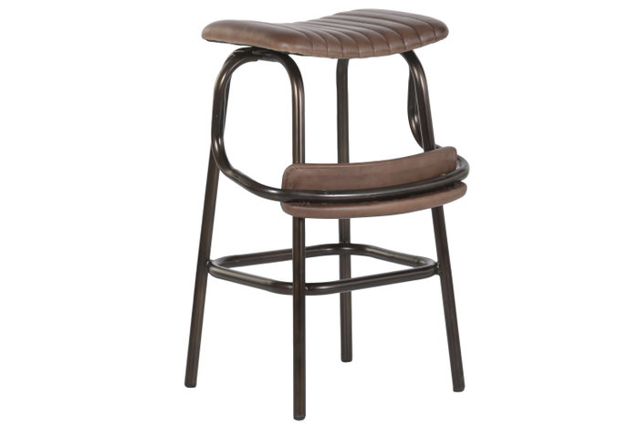 DKD Home Decor Taburete Plegable de Piel y Hierro Marrón DKD Home Decor Taburete Plegable de Piel y Hierro Marrón