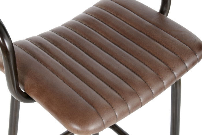 DKD Home Decor Taburete Plegable de Piel y Hierro Marrón DKD Home Decor Taburete Plegable de Piel y Hierro Marrón