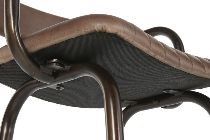 DKD Home Decor Taburete Plegable de Piel y Hierro Marrón DKD Home Decor Taburete Plegable de Piel y Hierro Marrón