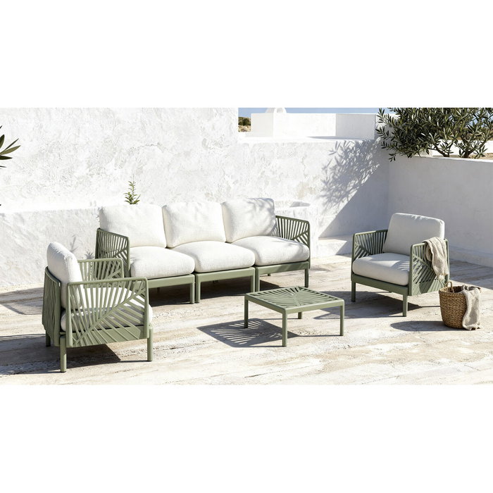 DKD Home Decor Sofá de Jardín y Terraza Verde Menta, Set de 4 Piezas DKD Home Decor Sofá de Jardín y Terraza Verde Menta, Set de 4 Piezas