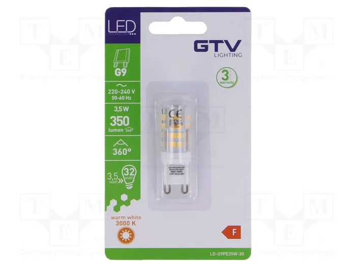 GTV Poland Lámpara LED G9 Blanco Caliente 350lm GTV Poland Lámpara LED G9 Blanco Caliente 350lm