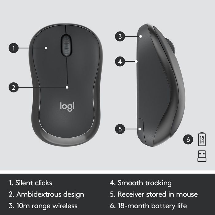 Logitech MK295 Silent Combo Inalámbrico con Teclado AZERTY y Ratón en Grafito