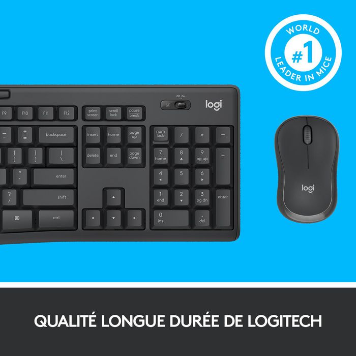 Logitech MK295 Silent Combo Inalámbrico con Teclado AZERTY y Ratón en Grafito