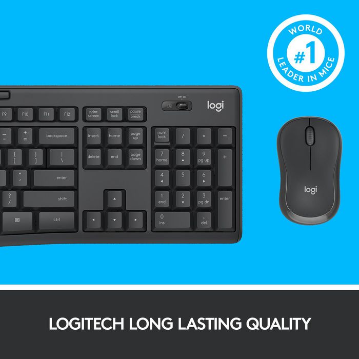 Logitech MK295 Silent Combo Inalámbrico con Teclado AZERTY y Ratón en Grafito