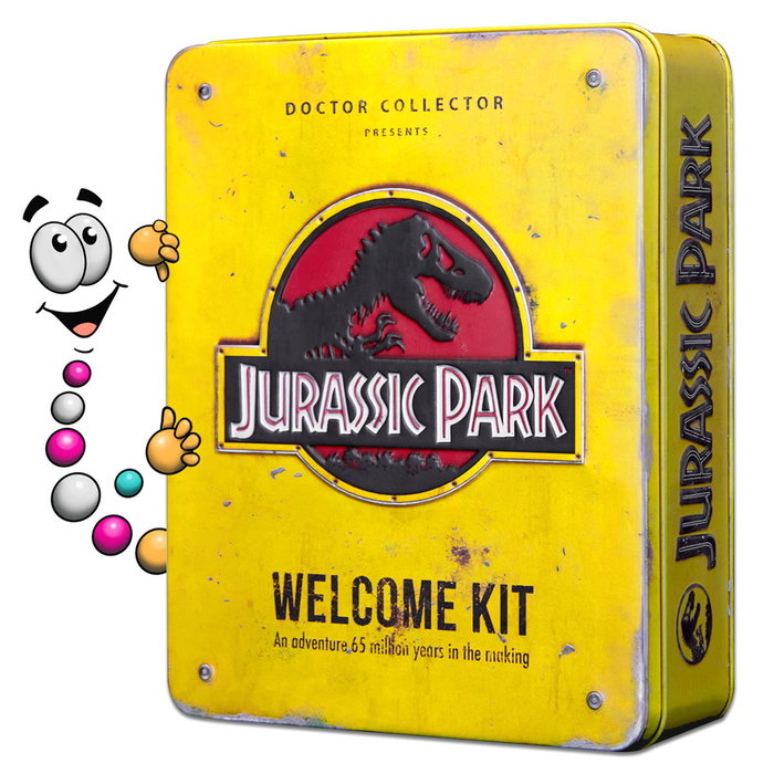 DOCTOR COLLECTOR Replica caja metal Jurassic Park Welcome Kit Standard - Kit coleccionista con 10 accesorios DOCTOR COLLECTOR Replica caja metal Jurassic Park Welcome Kit Standard - Kit coleccionista con 10 accesorios