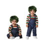 Disfraz de Muñeco Terrorífico para Bebé Niño 12-24 Meses - Camiseta a Rayas y Peto - Temática Halloween y Cine de Horror