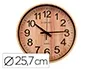 Q-connect Reloj de Pared Redondo Plástico 25.7 cm Movimiento Silencioso Madera Natural
