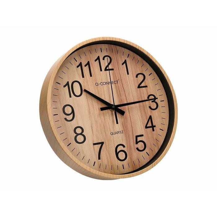 Q-connect Reloj de pared redondo con movimiento silencioso color madera natural Q-connect Reloj de pared redondo con movimiento silencioso color madera natural
