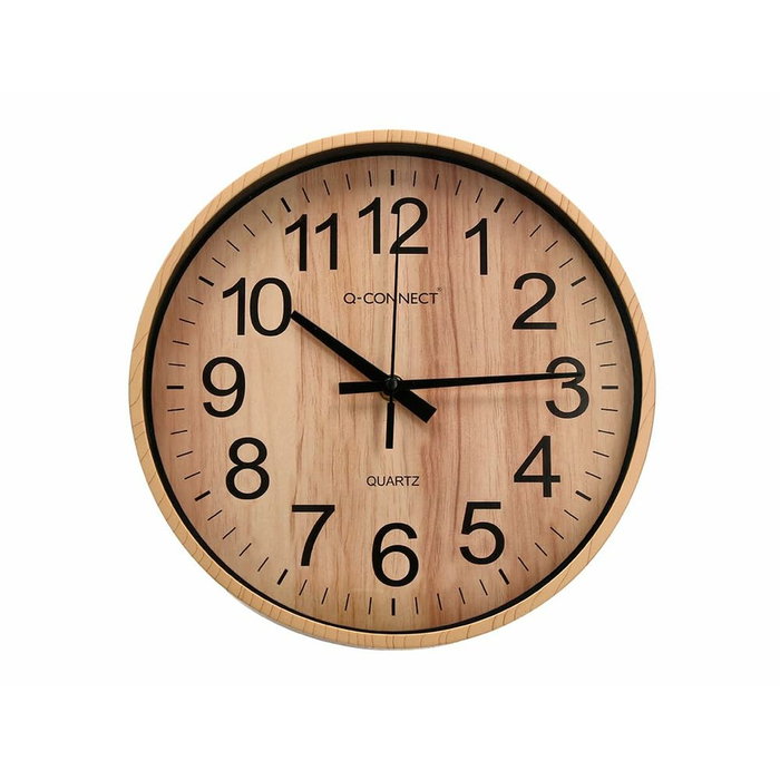 Q-connect Reloj de pared redondo con movimiento silencioso color madera natural Q-connect Reloj de pared redondo con movimiento silencioso color madera natural