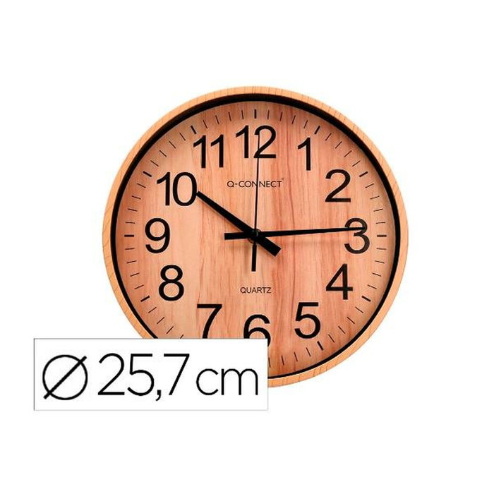 Q-connect Reloj de pared redondo con movimiento silencioso color madera natural Q-connect Reloj de pared redondo con movimiento silencioso color madera natural