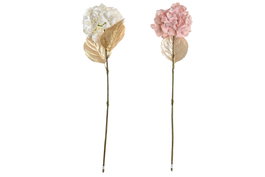 DKD Home Decor Flores de Hortensia Surtido de 2 Colores (Rosa Palo y Blanco)