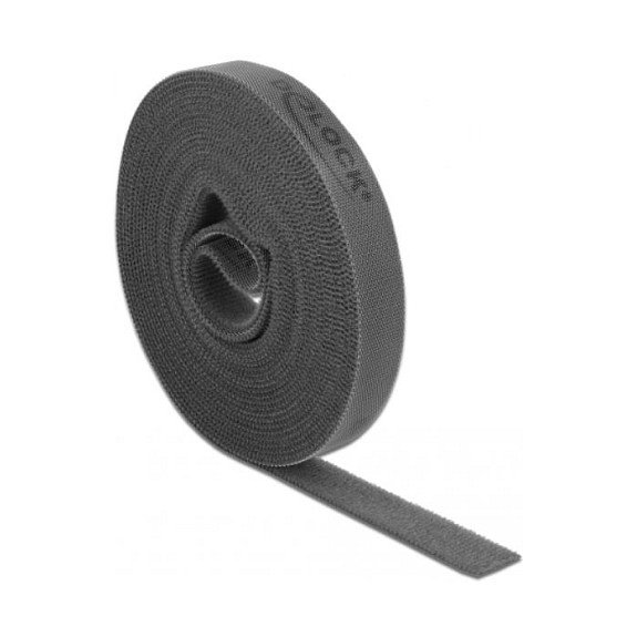 DeLOCK Cinta de gancho y bucle en rollo 5 m x 15 mm gris DeLOCK Cinta de gancho y bucle en rollo 5 m x 15 mm gris