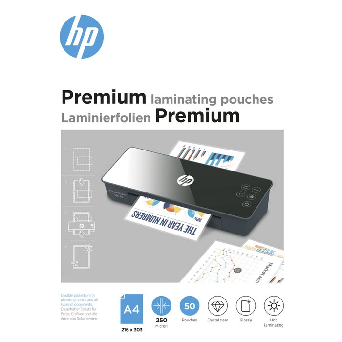 HP Fundas de Plastificación Premium A4 250 Micras, 50 Unidades HP Fundas de Plastificación Premium A4 250 Micras, 50 Unidades