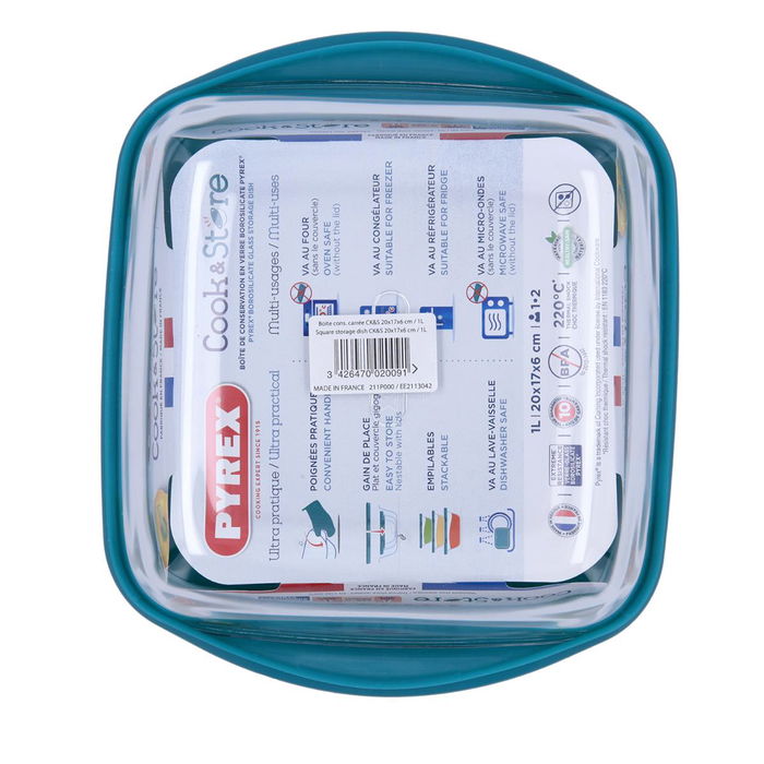 Recipiente Cuadrado Boro Cook&Store Px Pyrex® 20,5x17,8x5,9 cm-1 L