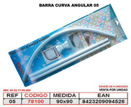 Cortina de baño barra curva angular 90 x 90 blanca