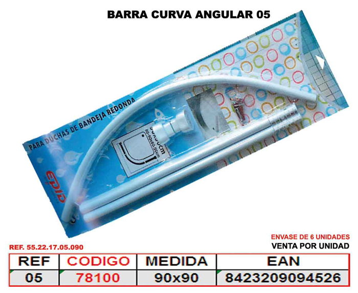 Cortina de baño barra curva angular 90 x 90 blanca Cortina de baño barra curva angular 90 x 90 blanca