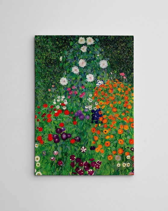 Wallity WY160 Lienzo Decorativo Enmarcado Jardín de flores de Gustav Klimt, 50 x 70 cm