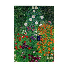 Wallity WY160 Lienzo Decorativo Enmarcado Jardín de flores de Gustav Klimt, 50 x 70 cm