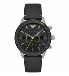 Armani AR11325 con correa de cuero negra y caja plateada