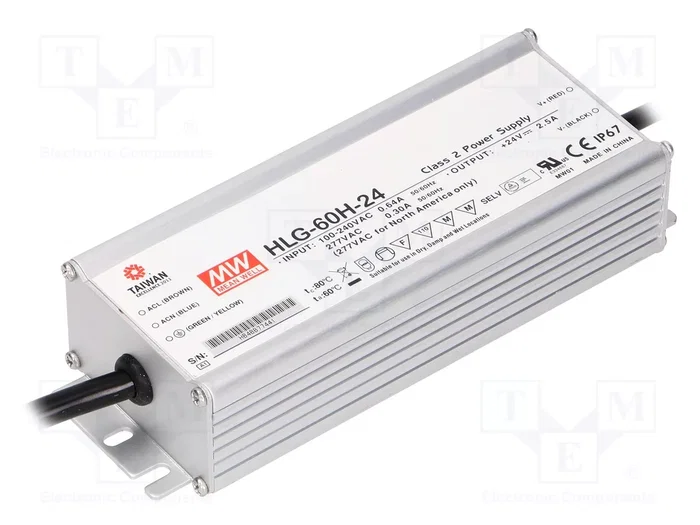 MEAN WELL HLG-60H-24 Alimentador LED 60W 24VDC 2,5A MEAN WELL HLG-60H-24 Alimentador LED 60W 24VDC 2,5A