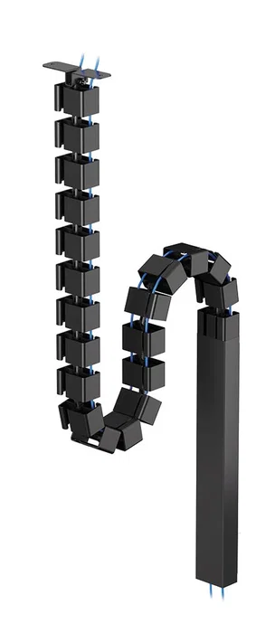 Neomounts ADS06-133BL Organizador de Cables para Escritorio, Guía con 27 Segmentos Flexibles y Cubierta Magnética, Negro, Acero