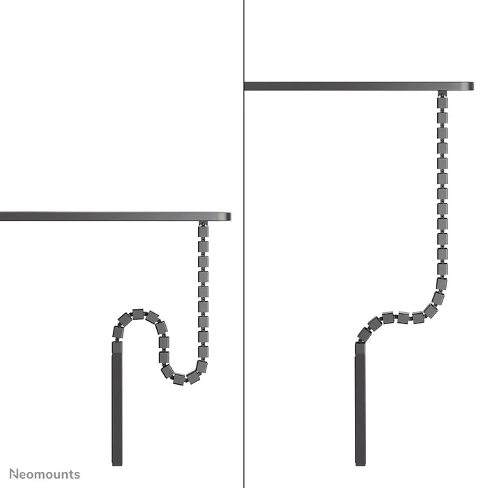 Neomounts ADS06-133BL Organizador de Cables para Escritorio, Guía con 27 Segmentos Flexibles y Cubierta Magnética, Negro, Acero