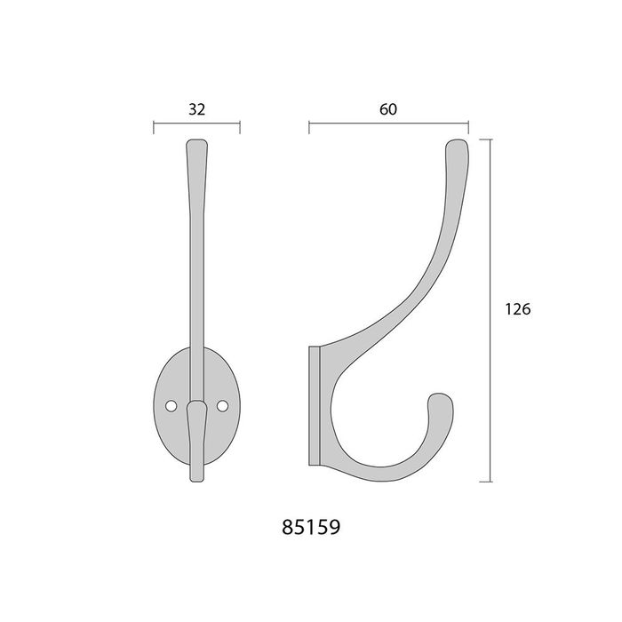 Edm Colgador Doble de Latón Níquel Mate Color Plata Mate
