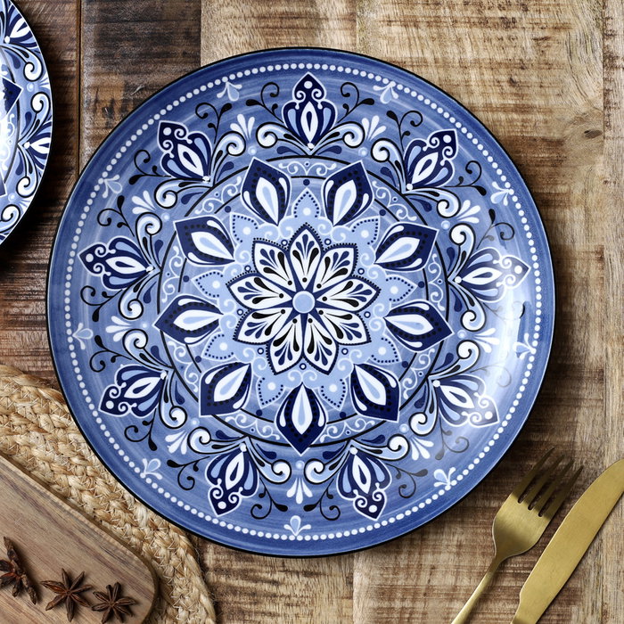 Home Deco Factory Plato Jaipur Azul Porcelana Diámetro 26 cm