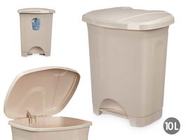 Arte Regal Papelera Pedal Plástico Beis 10 L | 27 x 33.5 x 22 cm (Set de 8)