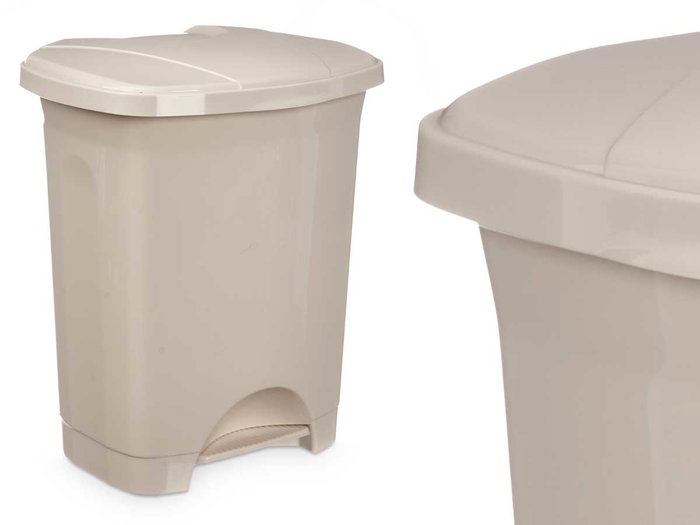 Arte Regal Papelera Pedal Plástico Beis 10 L | 27 x 33.5 x 22 cm (Set de 8)