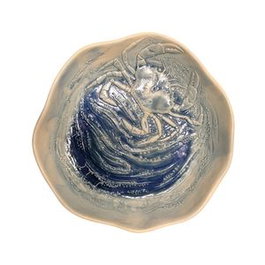 SUMMA Plato Hondo Vajilla de Gres Mar Azul con Diseño de Cangrejo, Diámetro 24 cm x 4 cm Alto (Set de 6)