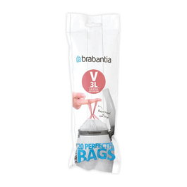 Brabantia PerfectFit Bolsas de Basura Tipo V, 3 L, Blanco, 20 Unidades