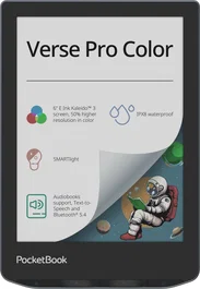 PocketBook Verse Pro Color Lector de eBook 6" (15,2 cm) con Pantalla Táctil a Color E Ink Kaleido, 16 GB, Wi-Fi, Bluetooth 5.4, USB-C, Negro/Azul (Stormy Sea)